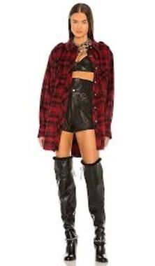 DUNDAS x REVOLVE London Red Black Plaid Oversized Shirt Grunge Goth S